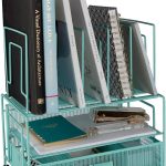 BLU MONACO Workspace Rose Gold Desk Organizers and Storage Accessories Desktop Rack File Organizer with File sorters and Drawer for Office Supplies, Paper, Device and Folder